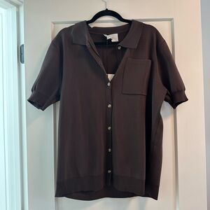 Women’s Maternity Brown Short Sleeve Shirt